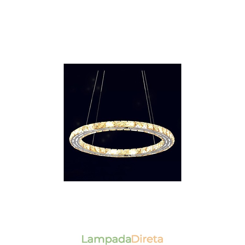 Luminárias pendentes de cristal Luminárias modernas Âmbar K9 Cristal Redondo Anel Único 30CM