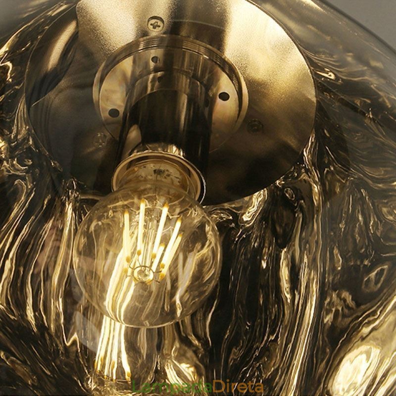 Luminária de teto nórdica moderna com abajur de vidro colorido galvanizado