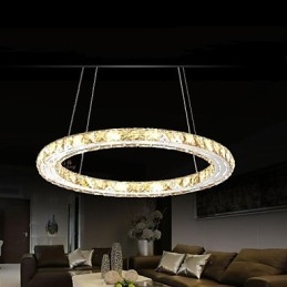 Luminárias pendentes de cristal Luminárias modernas Âmbar K9 Cristal Redondo Anel Único 30CM