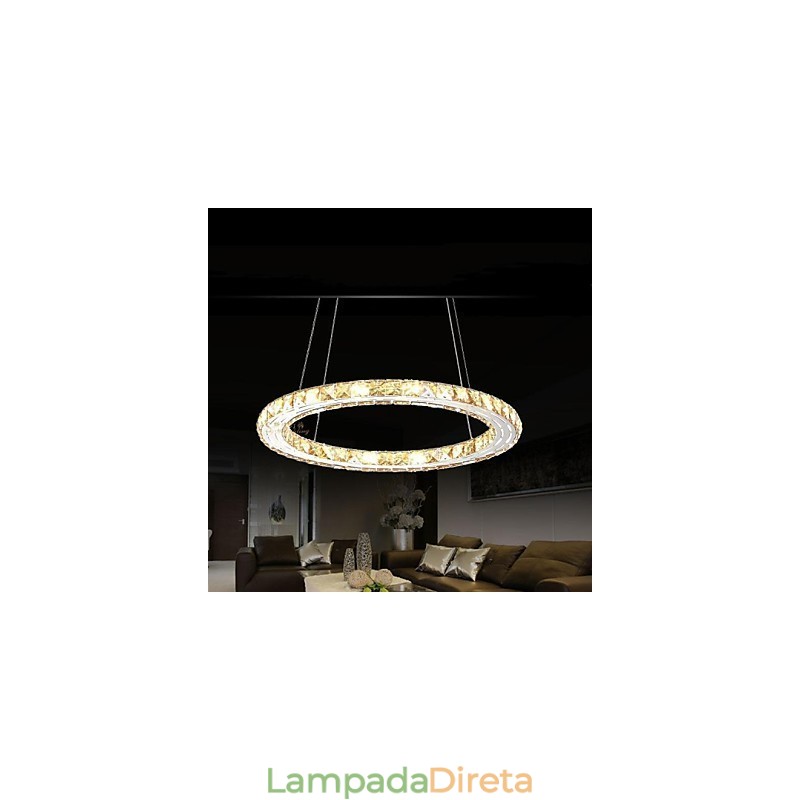 Luminárias pendentes de cristal Luminárias modernas Âmbar K9 Cristal Redondo Anel Único 30CM