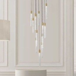Luminária pendente de cristal de cobre, conjunto de luminárias de teto