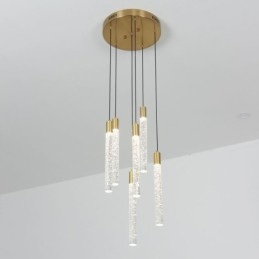 Luminária pendente de cristal de cobre, conjunto de luminárias de teto