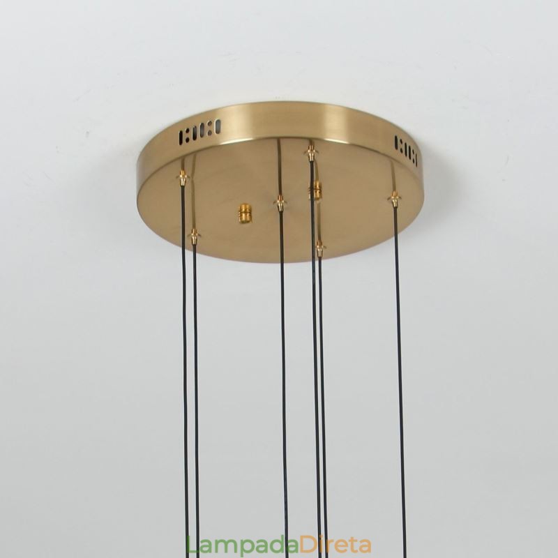 Luminária pendente de cristal de cobre, conjunto de luminárias de teto