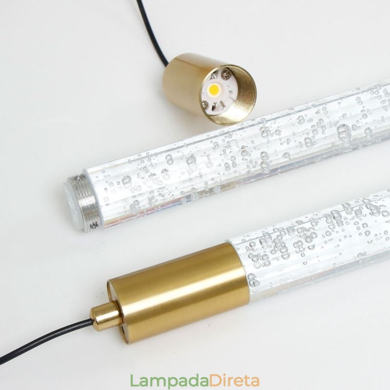 Luminária pendente de cristal de cobre, conjunto de luminárias de teto