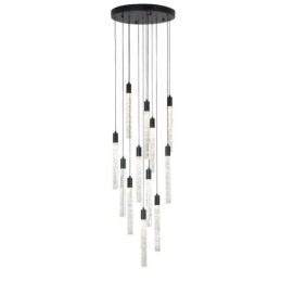 Luminária pendente de cristal preto, coluna, conjunto de luminárias de teto