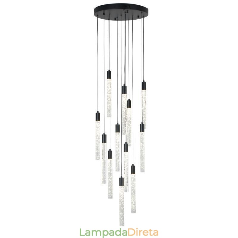 Luminária pendente de cristal preto, coluna, conjunto de luminárias de teto