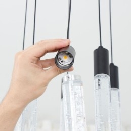 Luminária pendente de cristal preto, coluna, conjunto de luminárias de teto