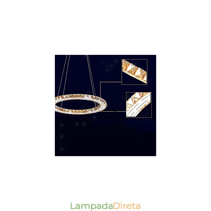 Luminárias pendentes de cristal Luminárias modernas Âmbar K9 Cristal Redondo Anel Único 30CM