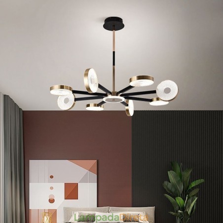 Luminária pendente minimalista com nove cabeças em formato de círculo Luminária pendente minimalista com nove cabeças em formato de círculo