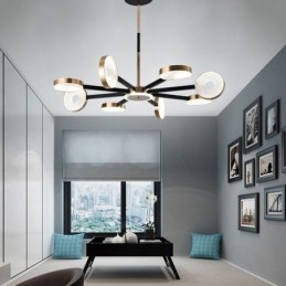 Luminária pendente minimalista com nove cabeças em formato de círculo