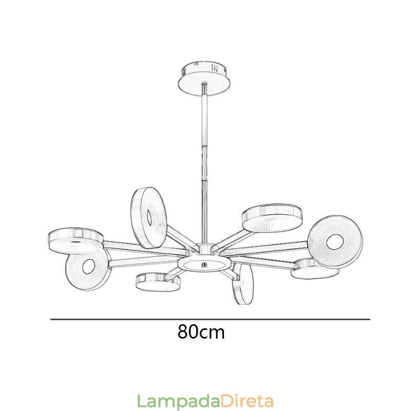 Luminária pendente minimalista com nove cabeças em formato de círculo