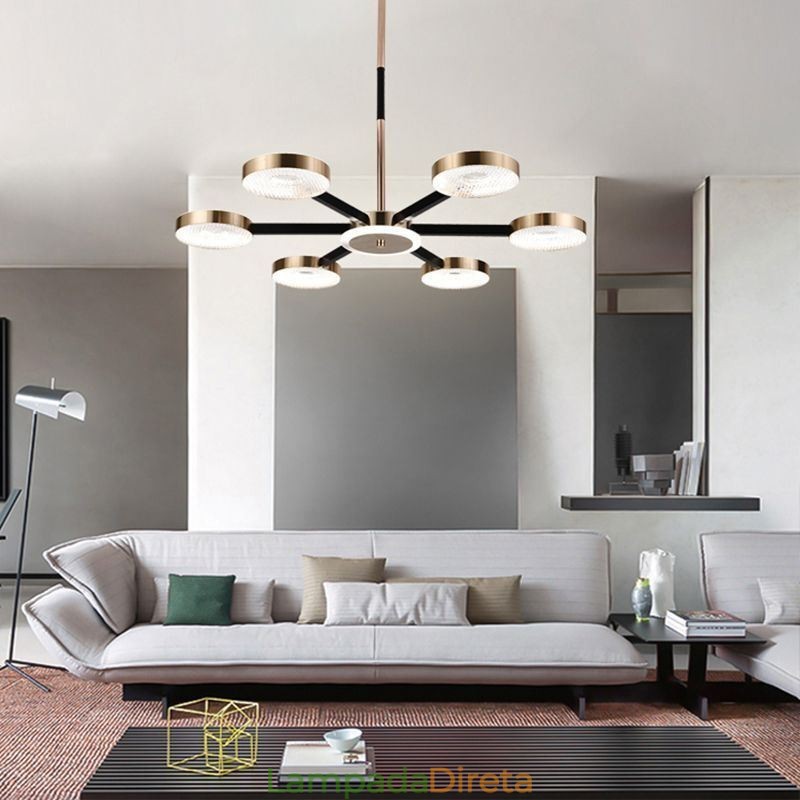 Pendente Minimalista Sete Cabeças Círculo Teto Luz