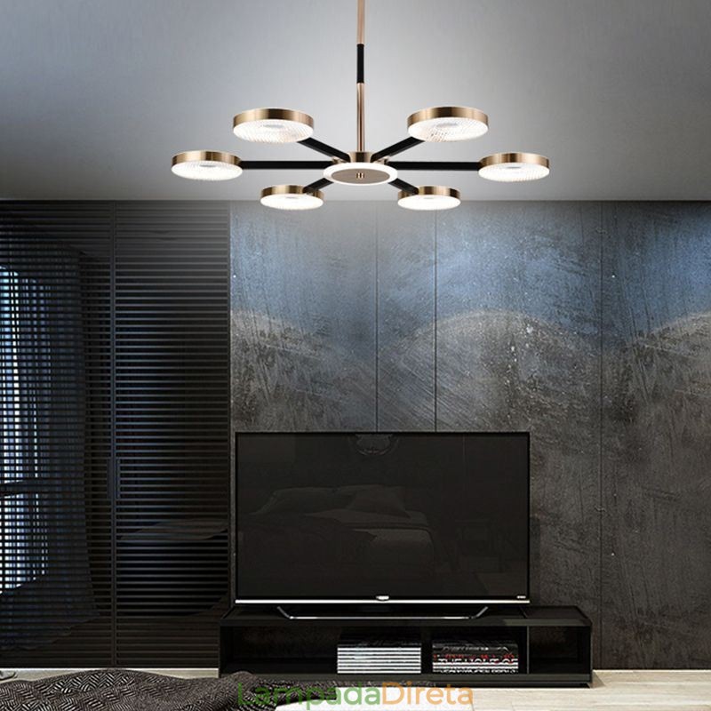 Pendente Minimalista Sete Cabeças Círculo Teto Luz