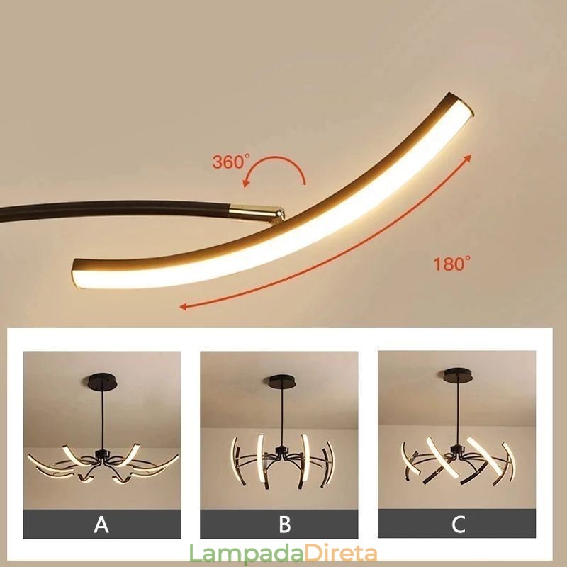 Luz pendente minimalista transformável luz de teto