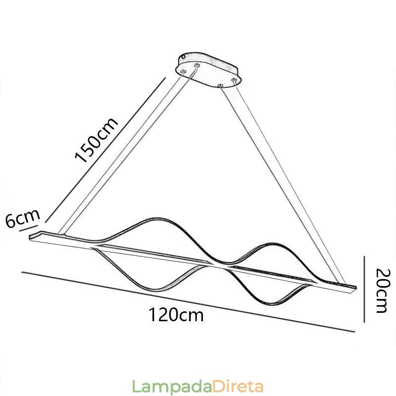 Luminária de teto minimalista pendente Wave Light