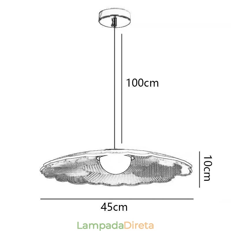 Luminária pendente de acrílico com flor de panela para teto