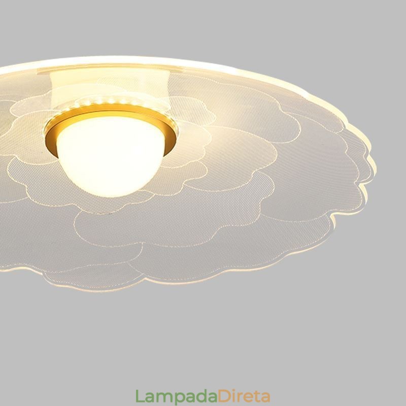 Luminária pendente de acrílico com flor de panela para teto