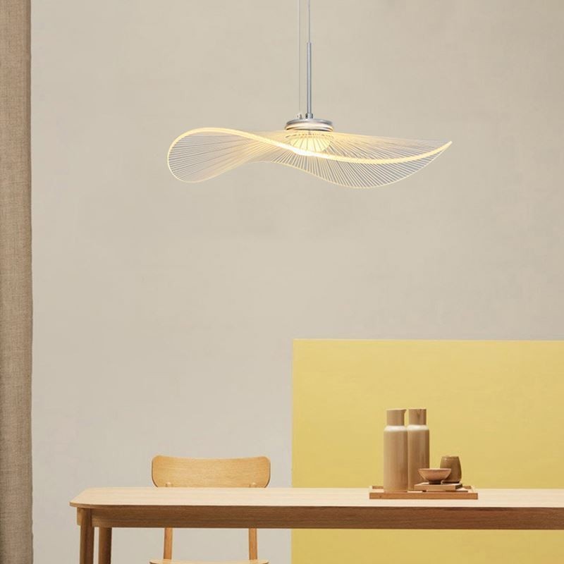 Pendente de acrílico com folha de lótus, luminária de teto