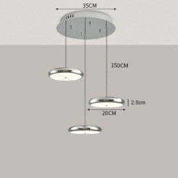 Luminária pendente com três luzes de cabeça redondas
