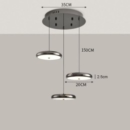 Luminária pendente com três luzes de cabeça redondas