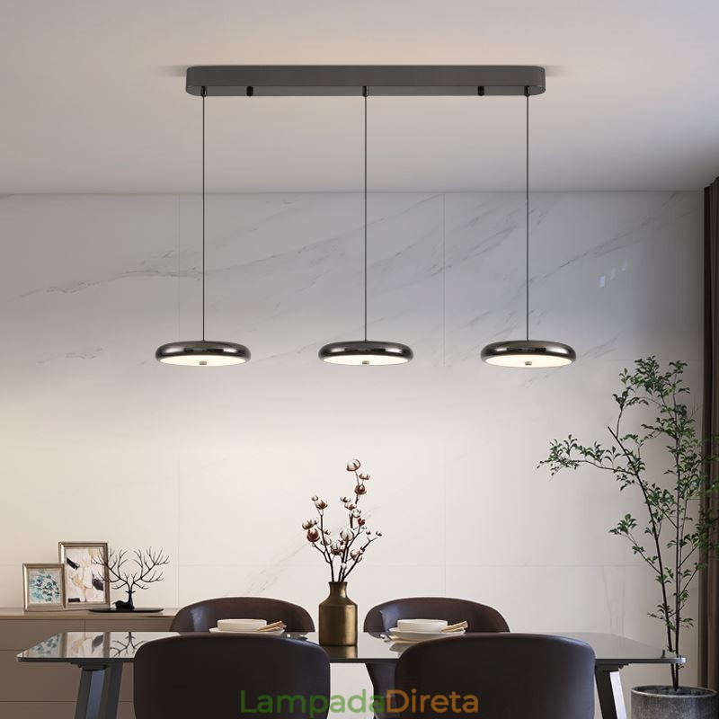 Luminária de teto com três cabeças, luminária pendente