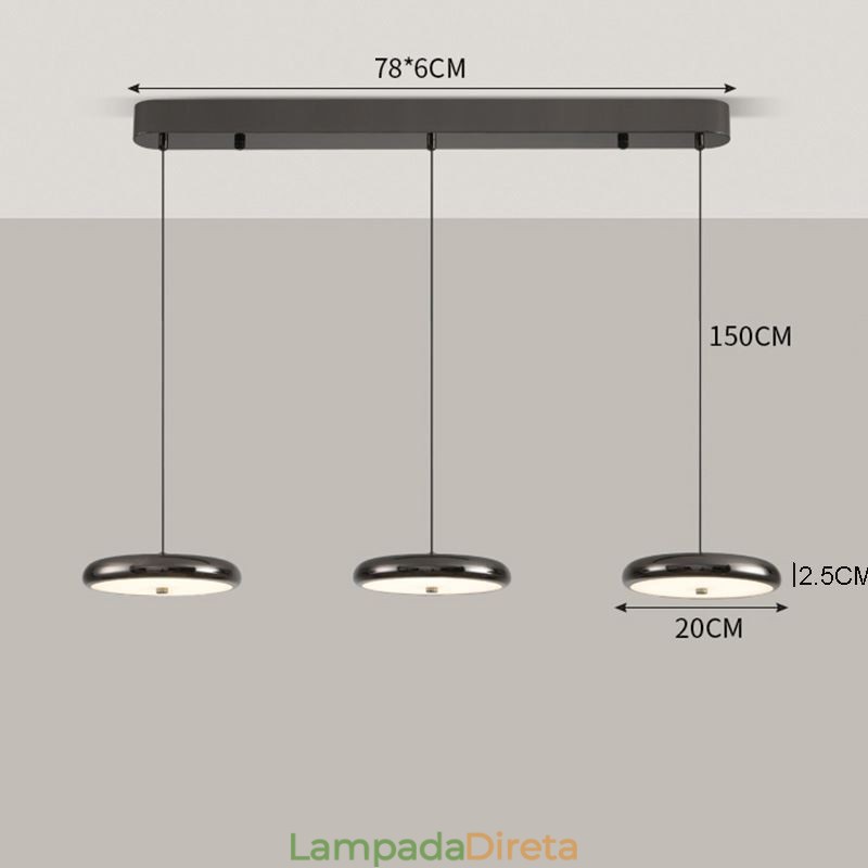 Luminária de teto com três cabeças, luminária pendente