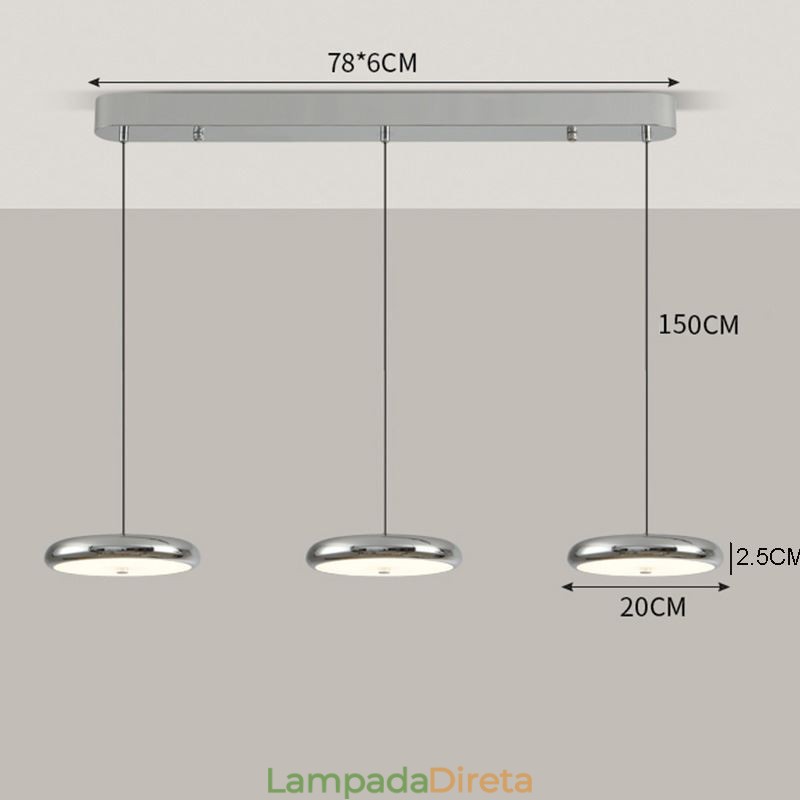 Luminária de teto com três cabeças, luminária pendente
