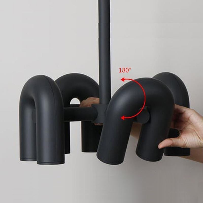 Luminária pendente redonda de ferro forjado em forma de U, luminária de teto com rotação de 90 graus