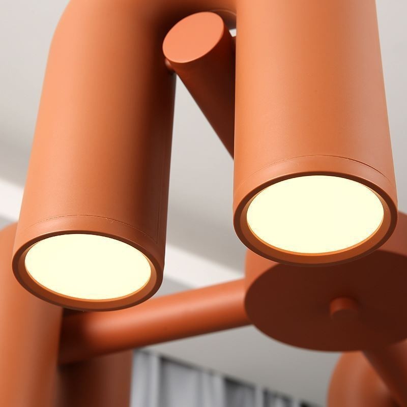 Luminária pendente redonda de ferro forjado em forma de U, luminária de teto com rotação de 90 graus