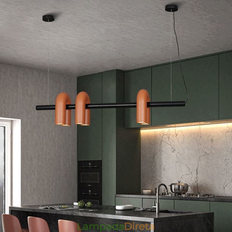 Luminária de teto em ferro forjado em forma de U Luminária pendente 90° Rotativa