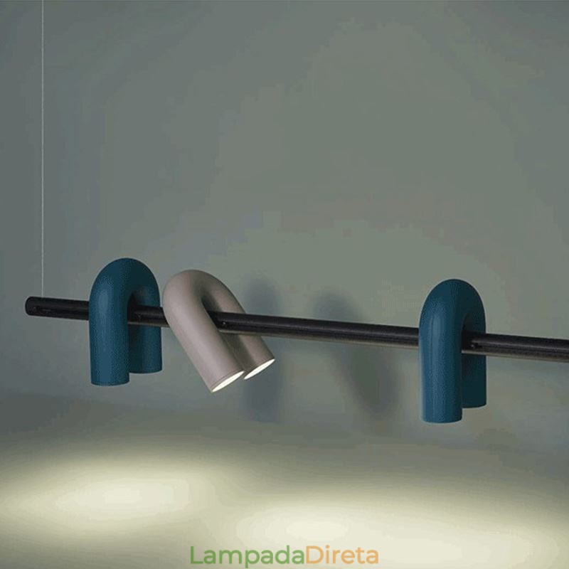 Luminária de teto em ferro forjado em forma de U Luminária pendente 90° Rotativa