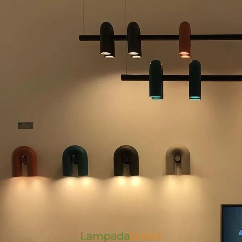 Luminária de teto em ferro forjado em forma de U Luminária pendente 90° Rotativa