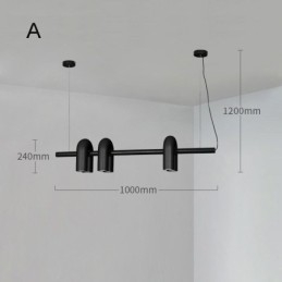 Luminária de teto em ferro forjado em forma de U Luminária pendente 90° Rotativa