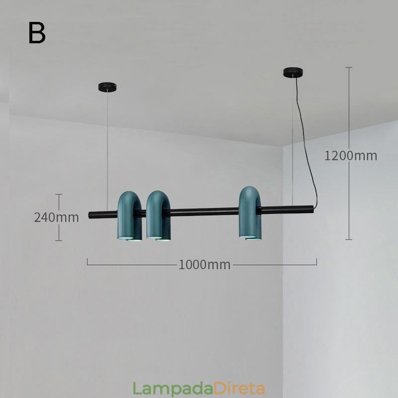 Luminária de teto em ferro forjado em forma de U Luminária pendente 90° Rotativa