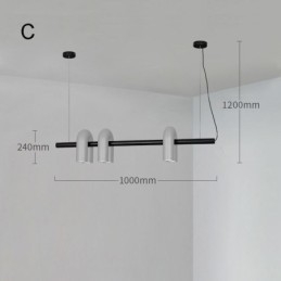 Luminária de teto em ferro forjado em forma de U Luminária pendente 90° Rotativa