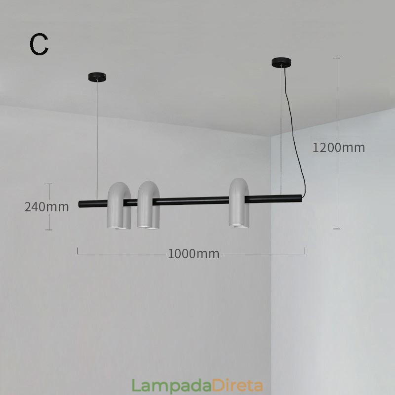 Luminária de teto em ferro forjado em forma de U Luminária pendente 90° Rotativa