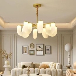 Lustre em formato de U estilo creme francês luz pendente