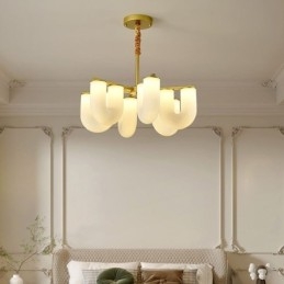 Lustre em formato de U estilo creme francês luz pendente