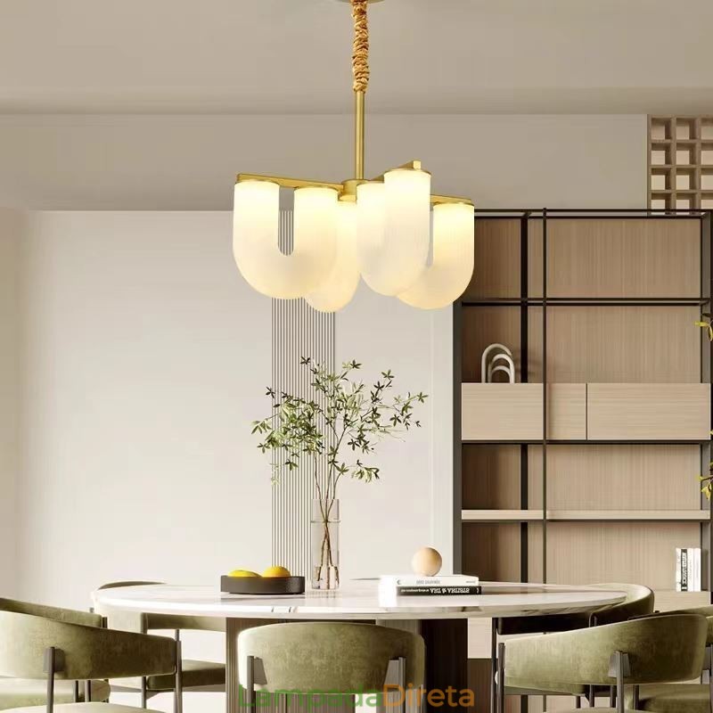 Lustre em formato de U estilo creme francês luz pendente