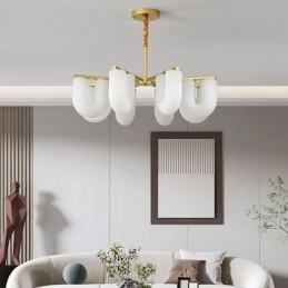 Lustre em formato de U estilo creme francês luz pendente