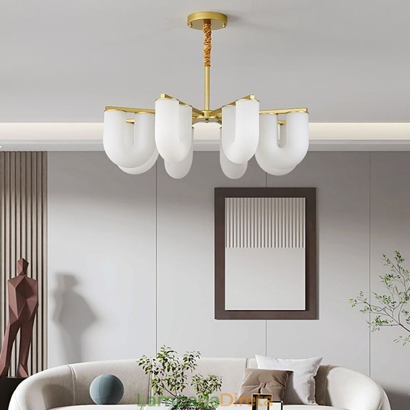 Lustre em formato de U estilo creme francês luz pendente