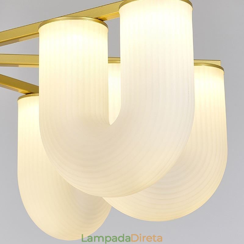 Lustre em formato de U estilo creme francês luz pendente