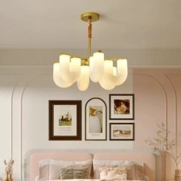 Lustre em formato de U estilo creme francês luz pendente