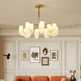 Lustre em formato de U estilo creme francês luz pendente