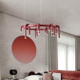 Luminária de teto moderna nórdica duplex edifício circular em forma de U pendente