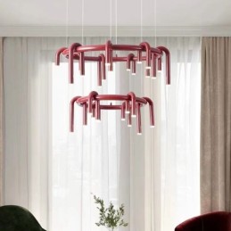 Luminária de teto moderna nórdica duplex edifício circular em forma de U pendente