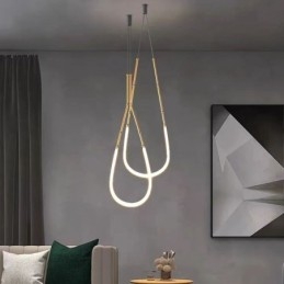 Luminária Pendente Creative Line Bambu Luminária de Teto Preto Dourado