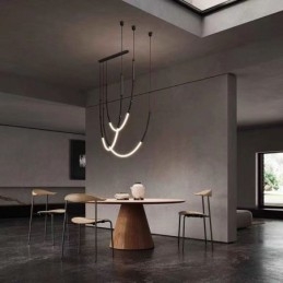 Luminária Pendente Creative Line Bambu Luminária de Teto Preto Dourado