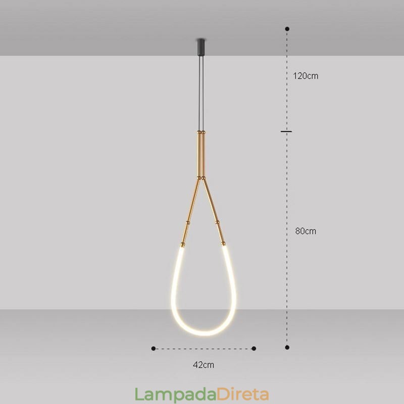 Luminária Pendente Creative Line Bambu Luminária de Teto Preto Dourado