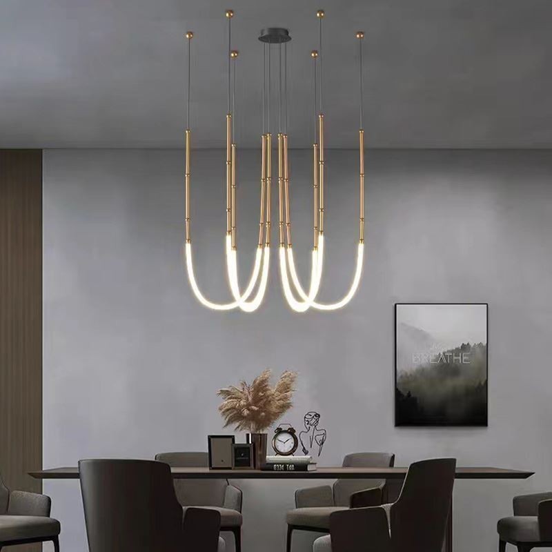 Luminária de Teto Creative Line Bamboo Pendente Preto Dourado